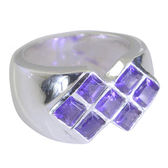 Dewi Purple Gemstone Statement Ring Silver Band