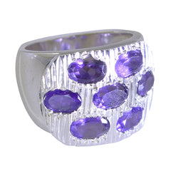 Luna silver ring featuring multiple purple gemstones in an elegant purple gemstone statement ring design