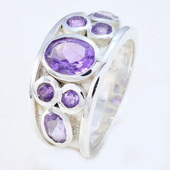 Nayara silver ring featuring multiple purple gemstones as a purple gemstone statement ring