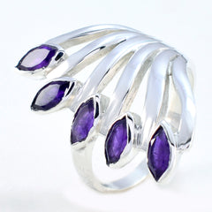 Giulia silver ring featuring multiple purple gemstones in marquise cuts purple gemstone statement ring