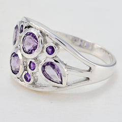Saanvi silver ring with multiple purple gemstones purple gemstone statement ring