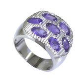 Luna silver ring with multiple purple gemstones purple gemstone statement ring for bold style