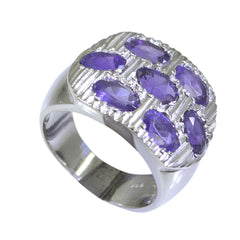 Luna silver ring with multiple purple gemstones purple gemstone statement ring for bold style