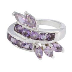 Tereza silver wrap ring with marquise and round amethyst accents purple gemstone statement ring