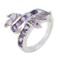 Tereza silver ring with marquise and round amethyst accents purple gemstone statement ring elegant cocktail jewelry