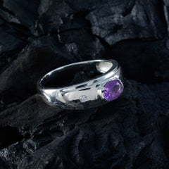 Grace silver ring featuring a purple gemstone toi et moi ring design with a round purple stone and small clear accent