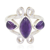 Siti silver ring featuring a purple gemstone trilogy ring design with three polished purple stones