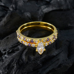 Yuna Purple Halo Engagement Ring Gold-Plated with Gemstones