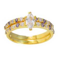 Yuna Purple Halo Engagement Ring Gold-Plated with Gemstones