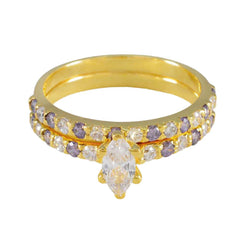 Yuna Purple Halo Engagement Ring Gold-Plated with Gemstones Amethyst Purple