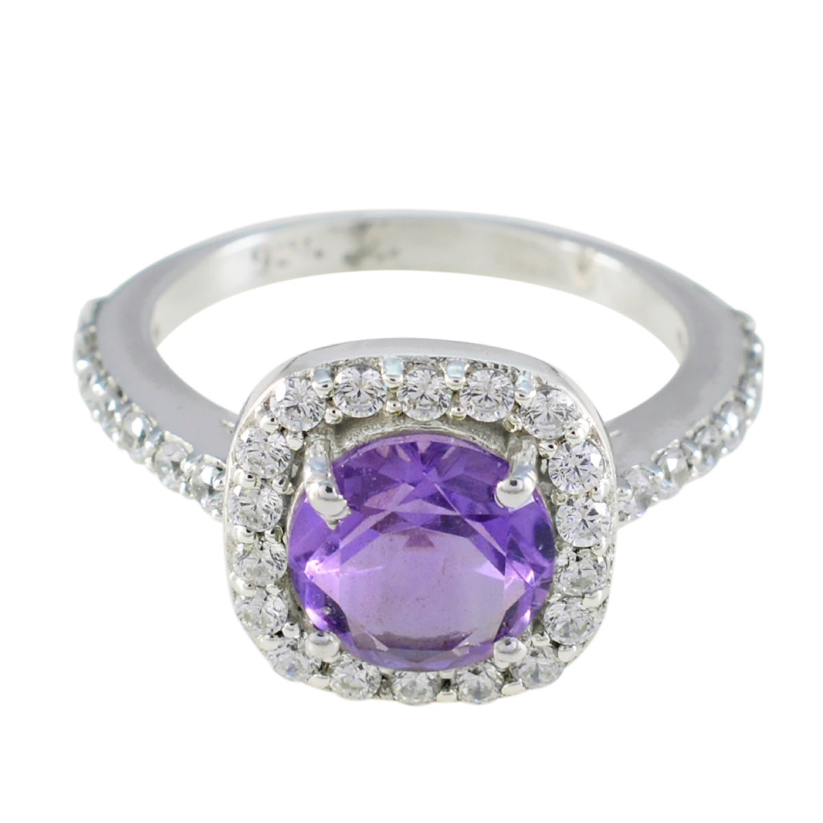 Hanna Purple Halo Engagement Ring with Amethyst Gemstone Amethyst Purple