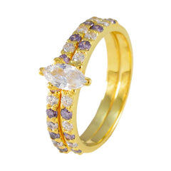 Yuna Purple Halo Engagement Ring Gold-Plated with Gemstones