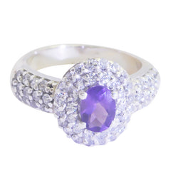 Patricia Purple Halo Gemstone Ring with Sparkling Accents