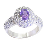 Patricia Purple Halo Gemstone Ring with Sparkling Accents Amethyst Purple