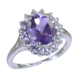 Genesis Purple Halo Gemstone Ring with Sterling Silver Amethyst Purple