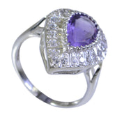 Siti Purple Halo Gemstone Ring with Silver Band Amethyst Purple