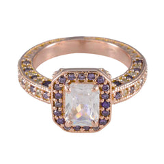 Elena Purple Halo Gemstone Ring with Rose Gold Finish Amethyst Purple