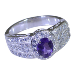 Putri Purple Halo Gemstone Ring with Sparkling Accents