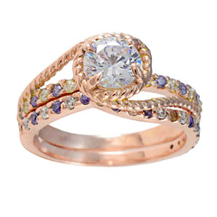 Liyana purple halo promise ring with twisted rose gold band and sparkling center stone