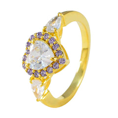 Dewi Purple Halo Ring Gold Heart-Shaped Gemstone