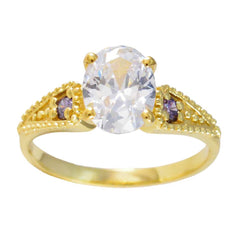 Clara Purple Halo Ring Gold-Plated Oval Gemstone
