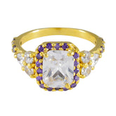 Autumn Purple Halo Ring for Women Gold Plated Jewelry Amethyst Purple