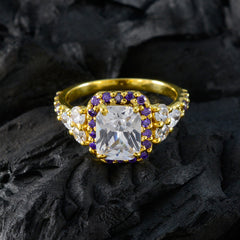 Autumn Purple Halo Ring for Women Gold Plated Jewelry