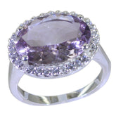 Sarah silver ring with large oval purple gemstone and diamond halo purple halo ring for women elegant