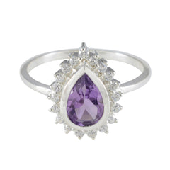 Mia Purple Halo Ring for Women with Pear Amethyst Amethyst Purple