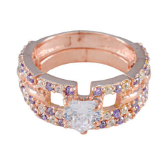Yuki Purple Halo Ring for Women with Rose Gold Design Amethyst Purple