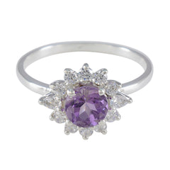 Jiwoo Purple Halo Ring for Women with Sparkling Stones Amethyst Purple