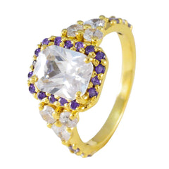 Autumn Purple Halo Ring for Women Gold Plated Jewelry
