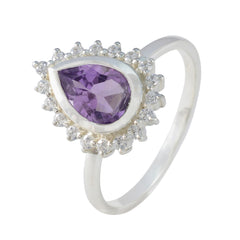 Mia Purple Halo Ring for Women with Pear Amethyst