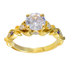 Emi Purple Halo Ring Gold Plated Gemstone Fashion Ring