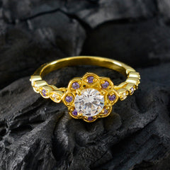 Fernanda Purple Halo Ring Gold Gemstone Sparkle