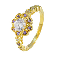 Fernanda Purple Halo Ring Gold Gemstone Sparkle
