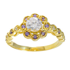 Fernanda Purple Halo Ring Gold Gemstone Sparkle