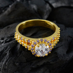 Dewi Purple Halo Ring Gold Plated Gemstone Ring