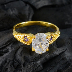 Clara Purple Halo Ring Gold-Plated Oval Gemstone