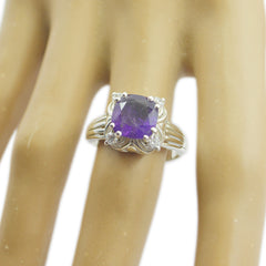 Skylar Elegant Purple Halo Ring with Silver Setting