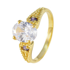 Clara Purple Halo Ring Gold-Plated Oval Gemstone