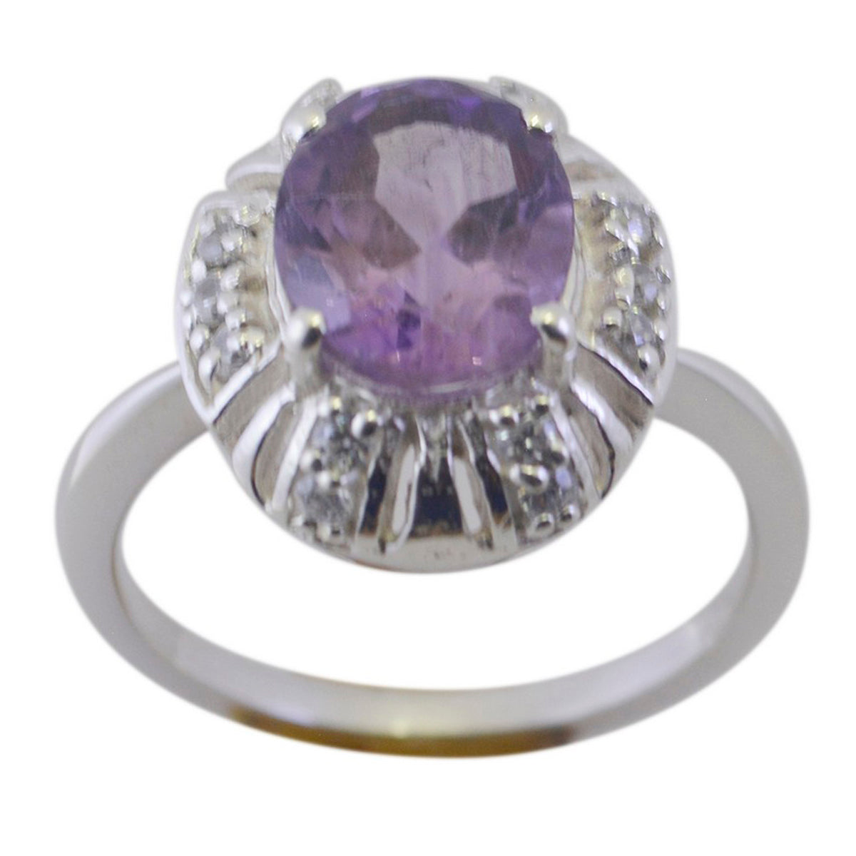 Camila Elegant Purple Halo Ring with Gemstone Accent Amethyst Purple