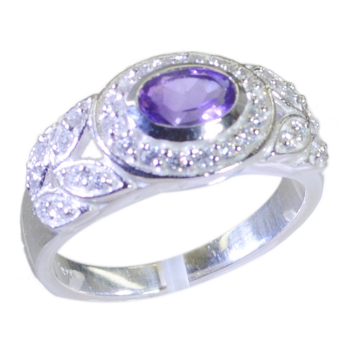 Julia Purple Halo Ring with Sparkling Gemstone Accents Amethyst Purple