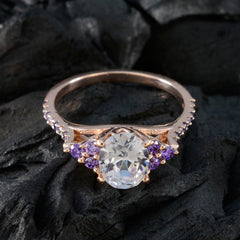 Ellie Purple Halo Ring with Radiant Gemstone Accent