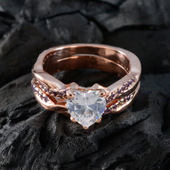 Gabriela Purple Heart Halo Ring Rose Gold Plated