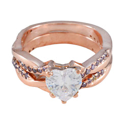 Gabriela Purple Heart Halo Ring Rose Gold Plated Amethyst Purple