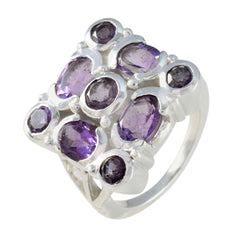 Nia silver ring featuring multiple purple gemstones in a unique design purple navratna ring