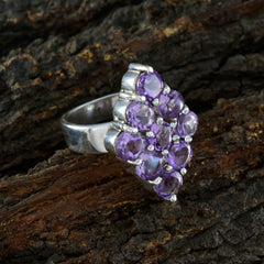 Penelope silver ring with clustered faceted purple stones marquise design purple navratna ring for elegant occasions