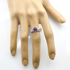 Aisha Purple Solitaire Gemstone Ring with Intricate Silver Band