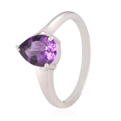 Min-seo Purple Solitaire Gemstone Ring in Silver